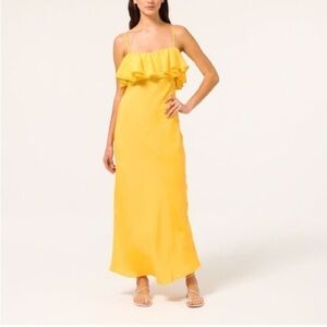 J Crew ruffle silk slip dress in rich saffron sz.0